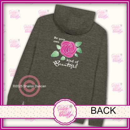 Be Your Own Kind of Beautiful - Back and Front Print - Premium Unisex Zip Hoodie Grey