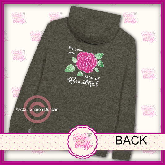 Be Your Own Kind of Beautiful - Back and Front Print - Premium Unisex Zip Hoodie Grey