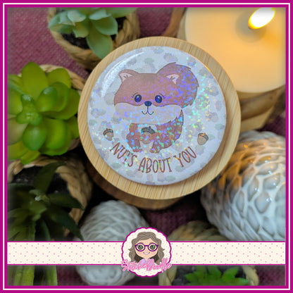 6 Nutty Nook 58mm Pin Badges, Holographic Button Badge Collection