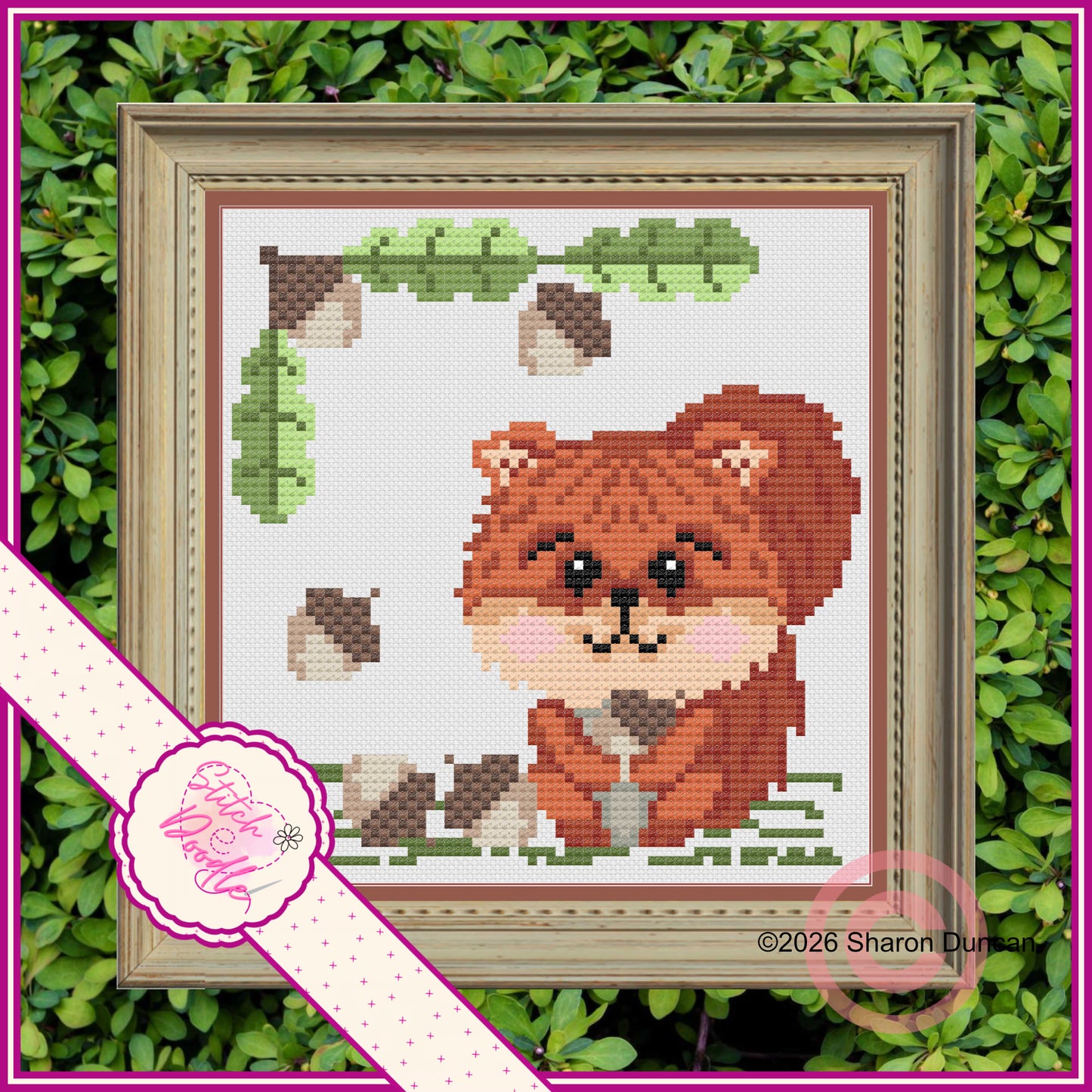 Nutty Nook Set of 2 Cross Stitch Charts Oakley and Nutkin - 120gsm Paper Chart Pack