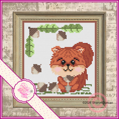 Nutty Nook Set of 2 Cross Stitch Charts Oakley and Nutkin - 120gsm Paper Chart Pack