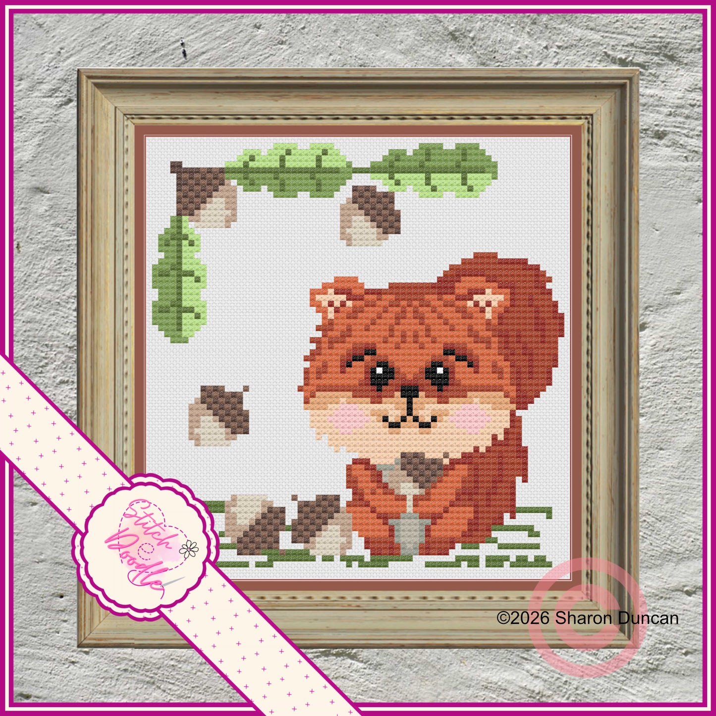 Nutty Nook Set of 2 Cross Stitch Charts Oakley and Nutkin - 120gsm Paper Chart Pack