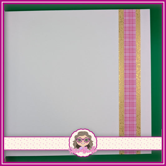 Pink Santa with Holly Handmade Christmas Card with embellishments - Large 7" x 7" card and envelope