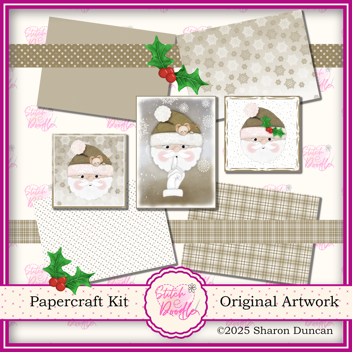 Santa's Christmas Paper craft kit: 56 Piece Card Making Kit (Digital Download)