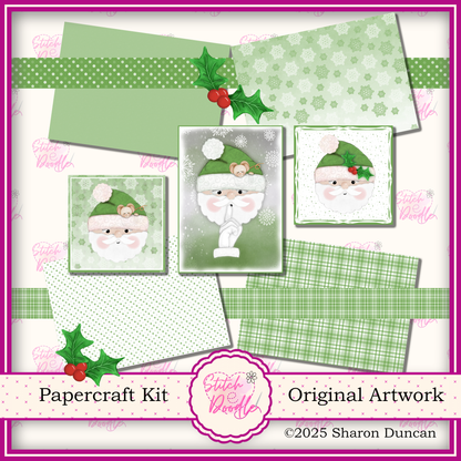 Santa's Christmas Paper craft kit: 56 Piece Card Making Kit (Digital Download)