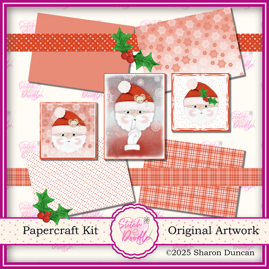 Santa's Christmas Paper craft kit: 56 Piece Card Making Kit (Digital Download)