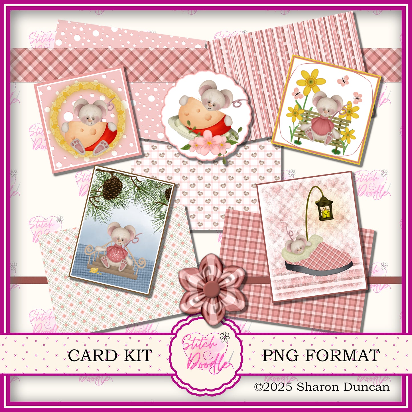 Tiddle Mouse Papercraft Kit: 52 Piece Card Making Kit (Digital Download)
