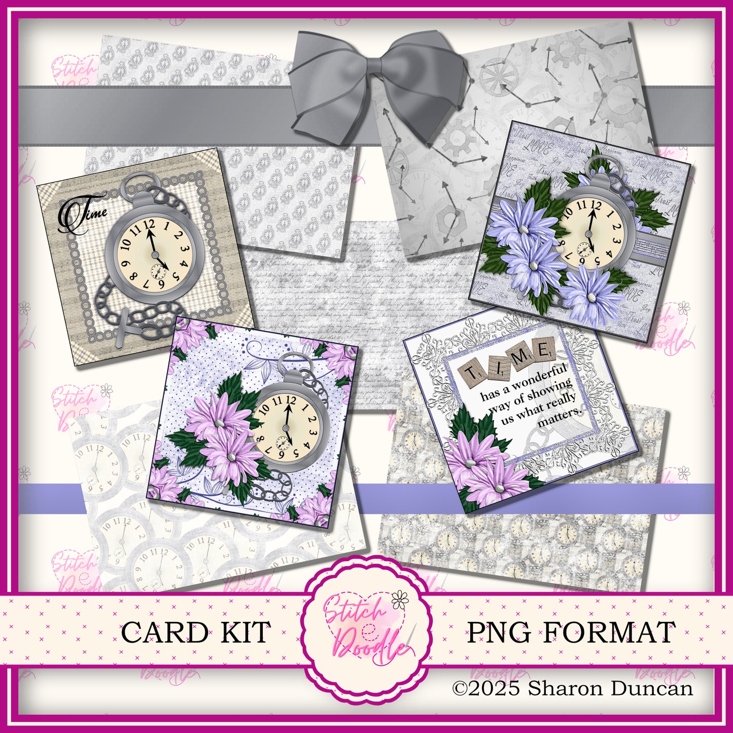 Silver Time Papercraft Kit: 43 Piece Card Making Kit (Digital Download)