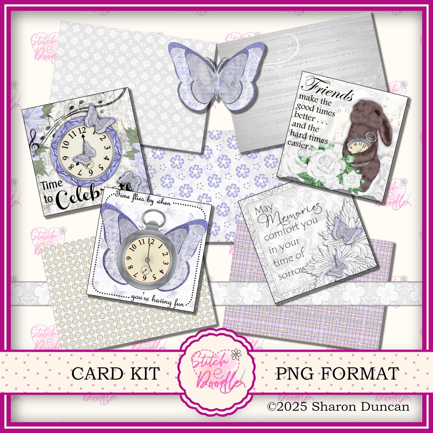 Silver Time Papercraft Kit: 43 Piece Card Making Kit (Digital Download)