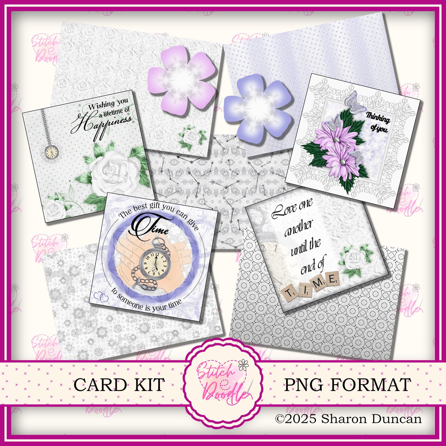Silver Time Papercraft Kit: 43 Piece Card Making Kit (Digital Download)