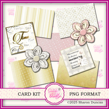 Gold Time Papercraft Kit: 43 Piece Card Making Kit (Digital Download)