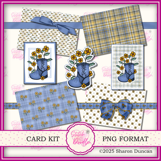 Western Boots Paper Craft Kit: 55 Piece Card Making Kit (Digital Download)