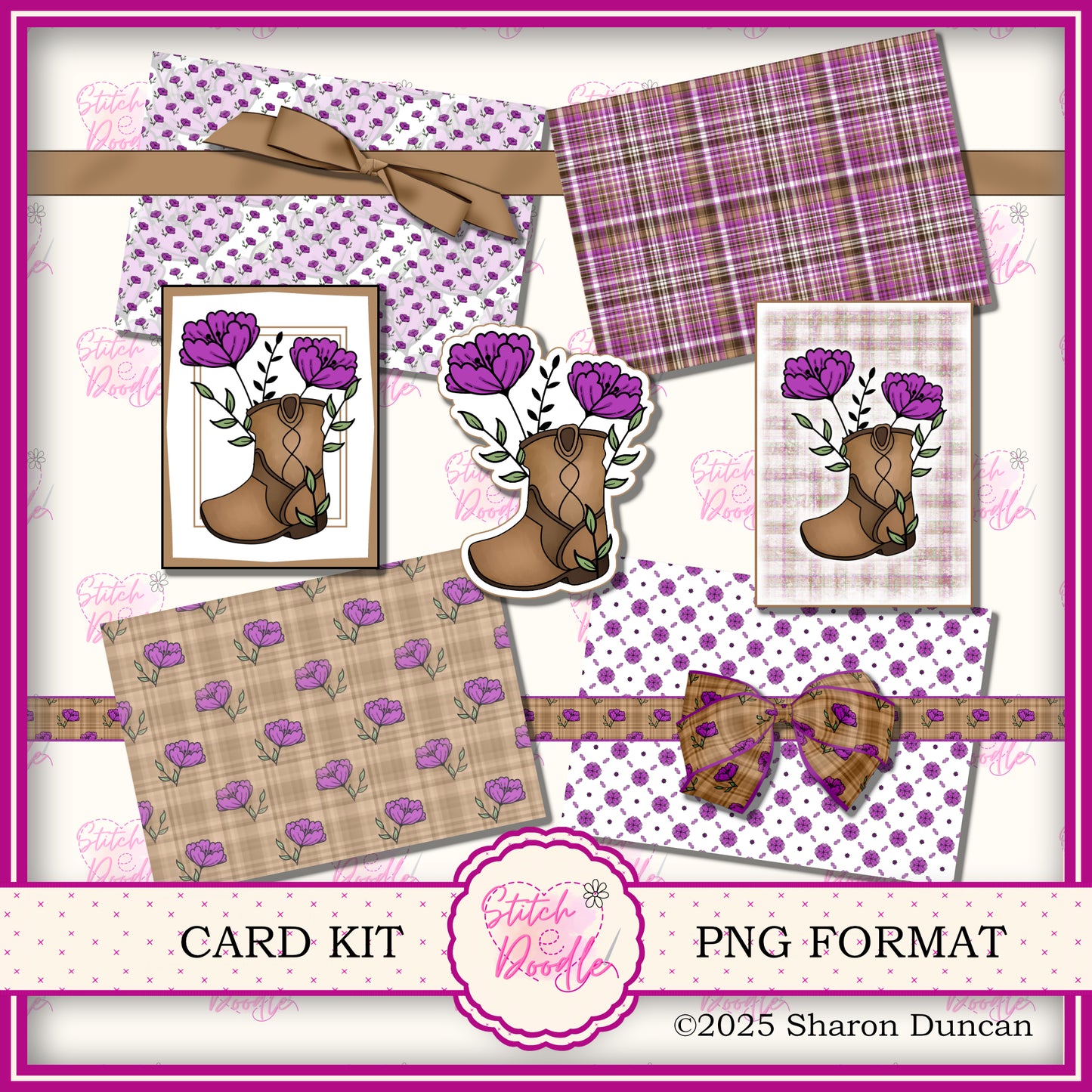 Western Boots Paper Craft Kit: 55 Piece Card Making Kit (Digital Download)