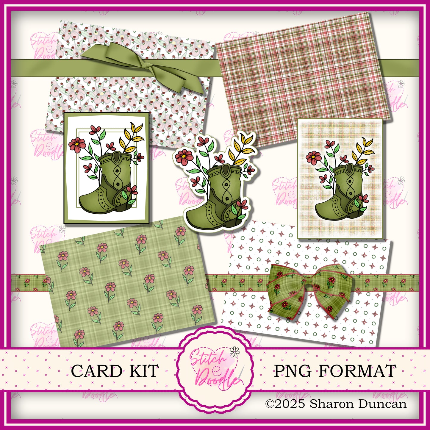 Western Boots Paper Craft Kit: 55 Piece Card Making Kit (Digital Download)