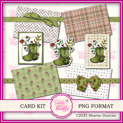 Western Boots Paper Craft Kit: 55 Piece Card Making Kit (Digital Download)