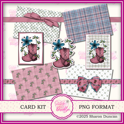 Western Boots Paper Craft Kit: 55 Piece Card Making Kit (Digital Download)