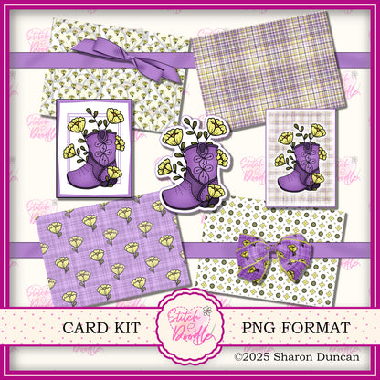 Western Boots Paper Craft Kit: 55 Piece Card Making Kit (Digital Download)