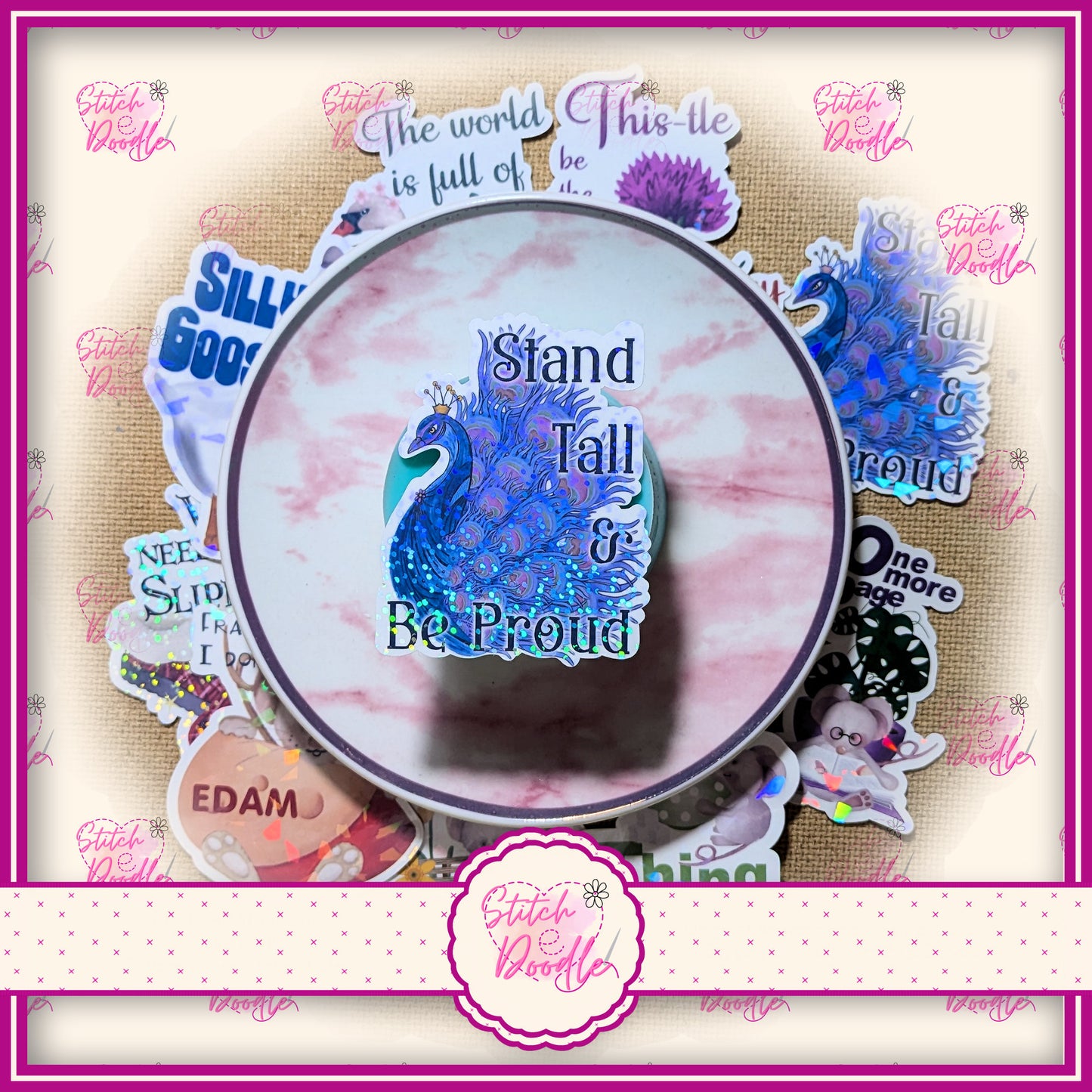 1 x Whimsical XL sticker.  'Stand tall and be proud'  Strong and durable with holographic finish.