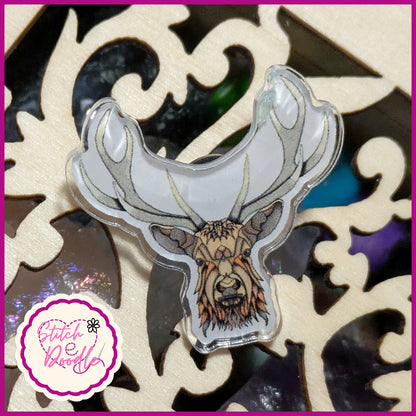 Mandala Stag Collectible Acrylic Pin.