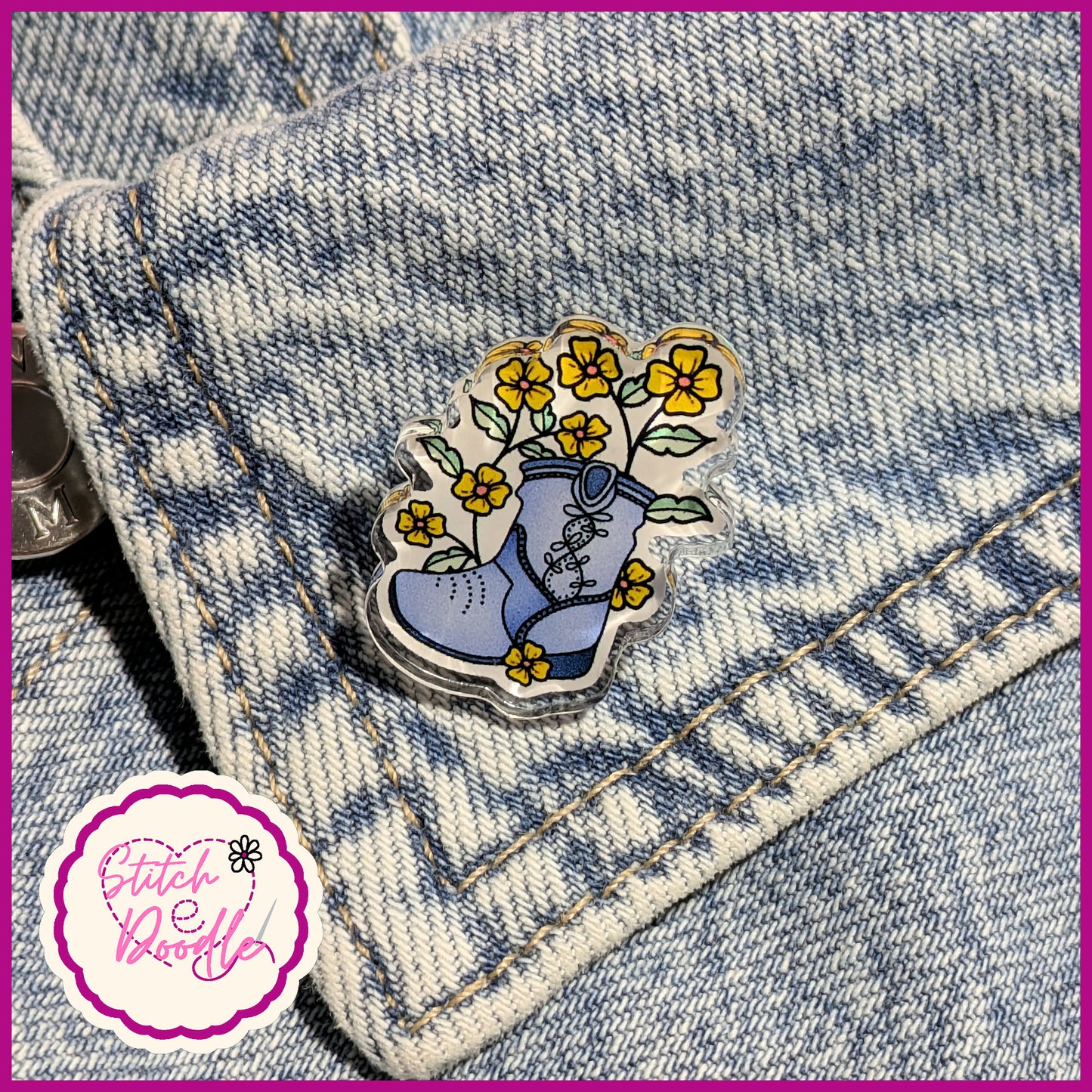 Western Boot Collectible Acrylic Pin  HALF PRICE