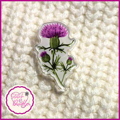 Scottish Thistle Watercolour Collectable Acrylic Pin - Adorn sweaters, scarves, bags and more