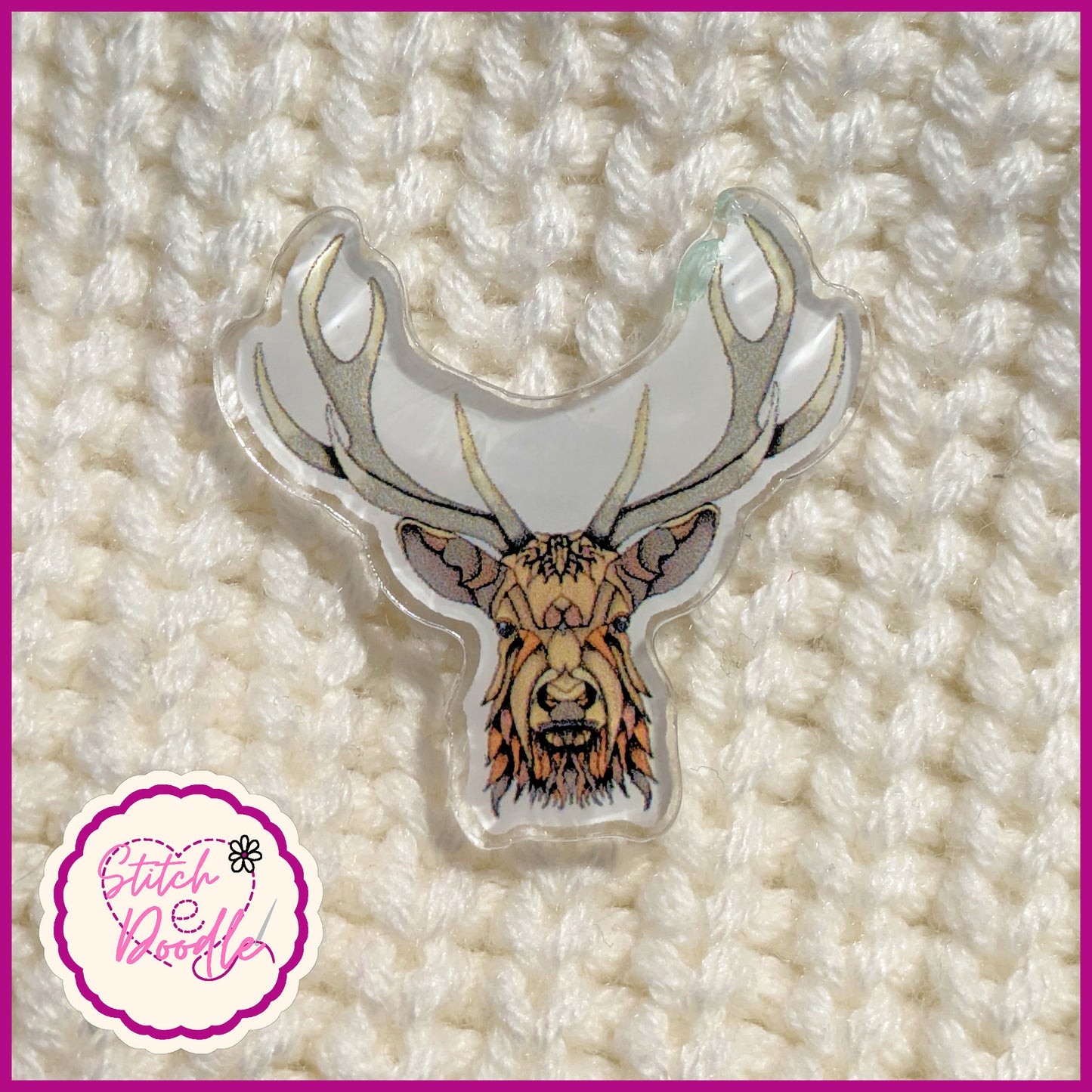 Mandala Stag Collectible Acrylic Pin.