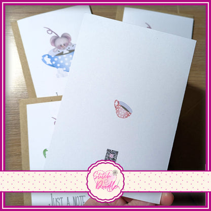 A6 Notelets and Envelopes - Tiddle Mouse - Set of 4