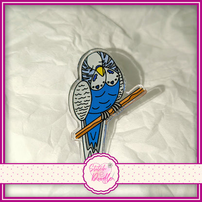 Blue Budgie Collectable Acrylic Pin - Adorn sweaters, scarves, bags and more