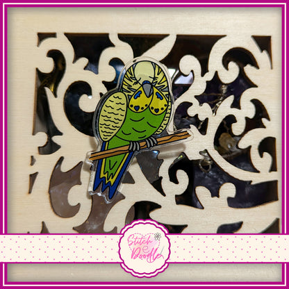 Green Budgie Collectible Acrylic Pin.