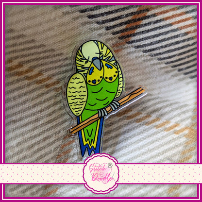 Green Budgie Collectible Acrylic Pin.