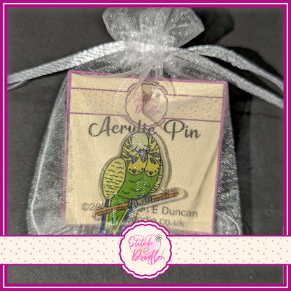Green Budgie Collectible Acrylic Pin.