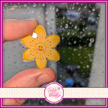 Smiley Sunshine Bloom Collectable Acrylic Pin - Adorn sweaters, scarves, bags and more