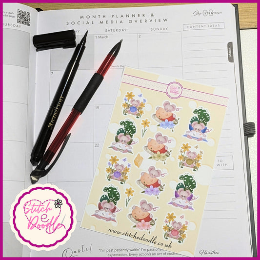 Sticker Sheet - Tiddle Mouse - 15 stickers