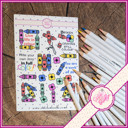 Sticker Sheet - Broken Crayons - 17 stickers