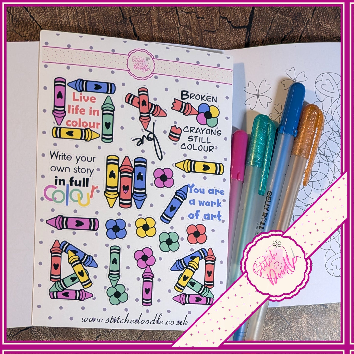 Sticker Sheet - Broken Crayons - 17 stickers