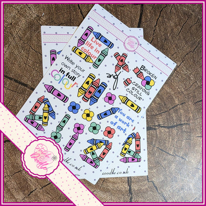 Sticker Sheet - Broken Crayons - 17 stickers