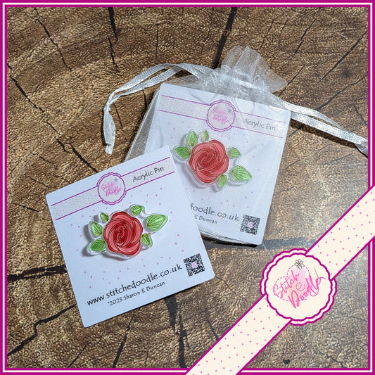 Nouveau Rose Collectible Acrylic Pin.  HALF PRICE