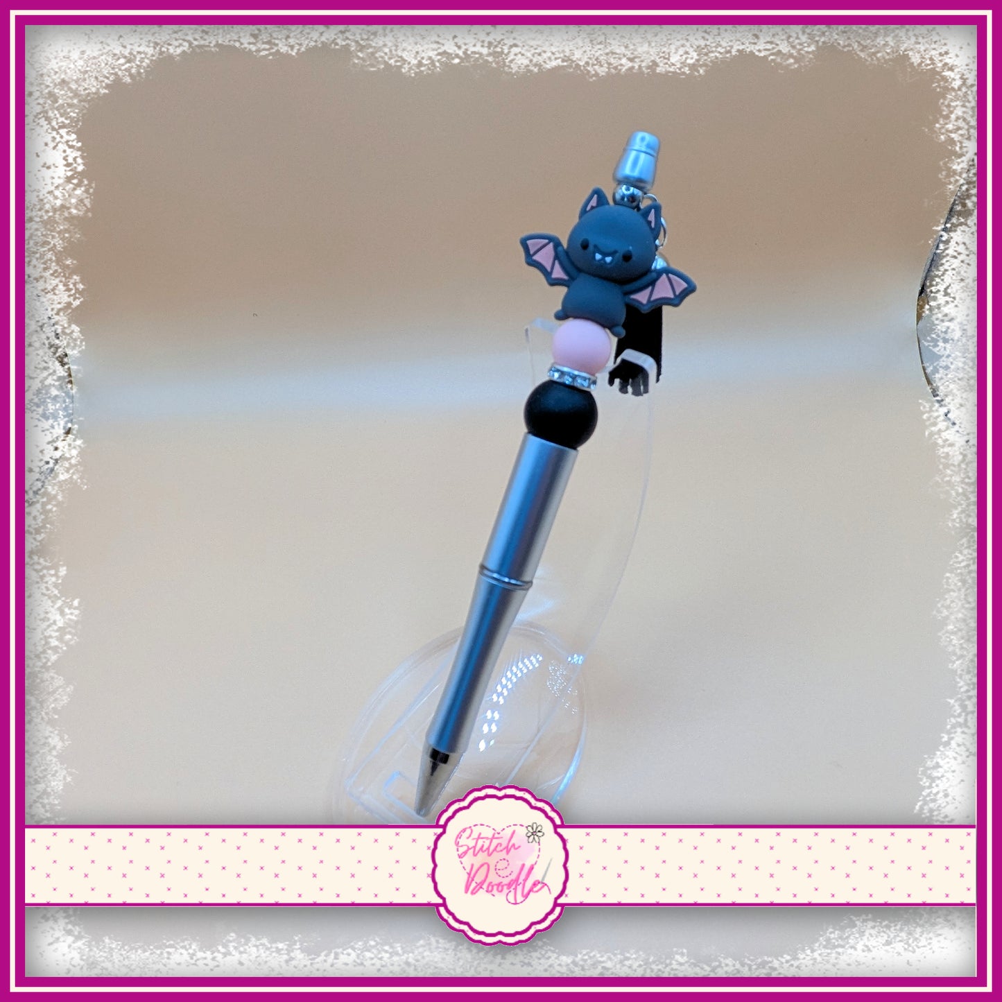 Batty - Too Cute To Spook Handmade Beaded Pen with Tassel - Ideal Gift