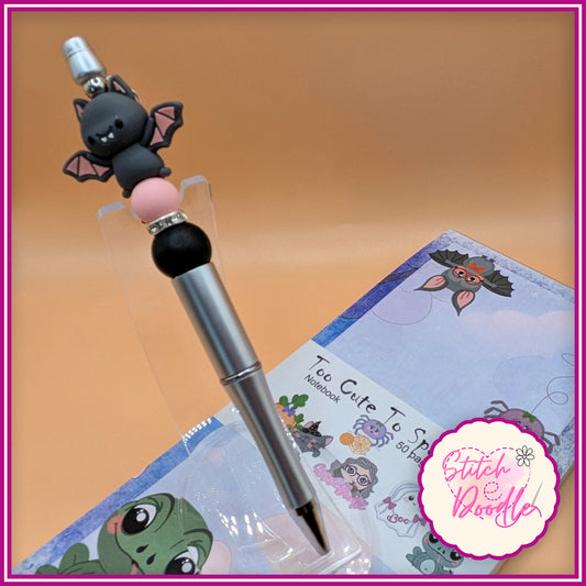 Batty - Too Cute To Spook Handmade Beaded Pen with Tassel - Ideal Gift