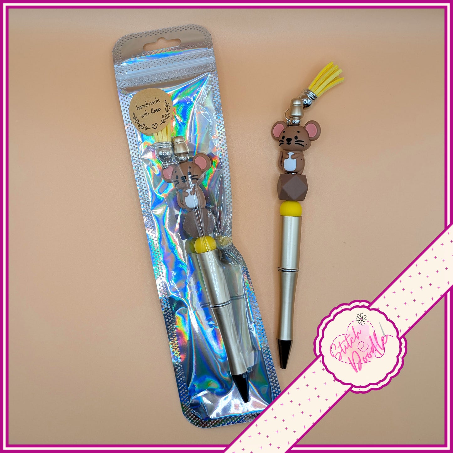 Tiddle Mouse Handmade Beaded Pen with Tassel - Ideal Gift