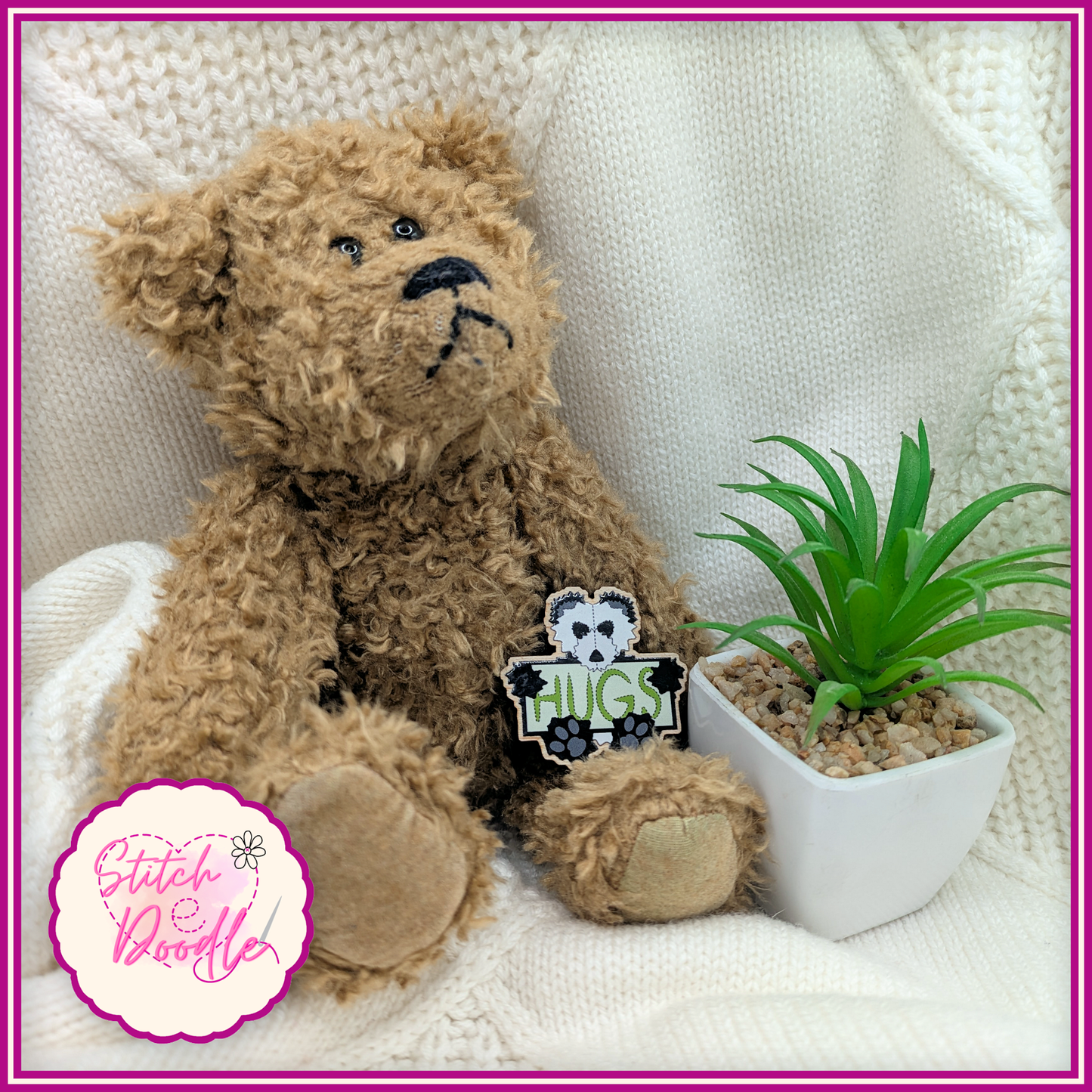 Bear Hug Collectible Wooden Pin - Panda bear.  FREE Brown Bear hug pin when you buy me.