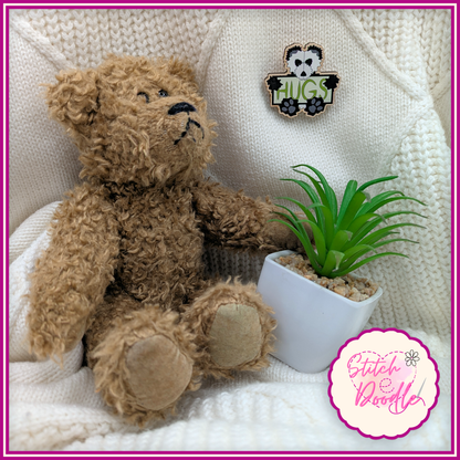 Bear Hug Collectible Wooden Pin - Panda bear.  FREE Brown Bear hug pin when you buy me.