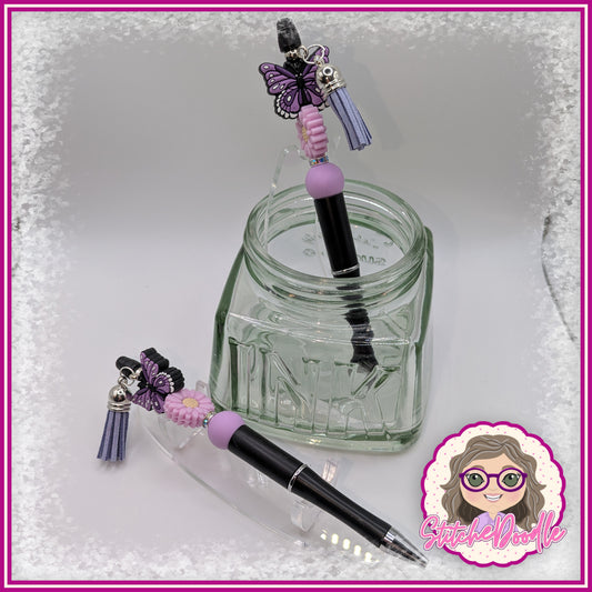 Butterfly Wings - Purple - Handmade Beaded Pen with Tassel - Ideal Gift