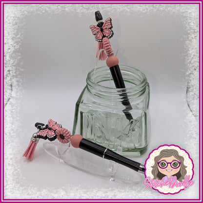 Butterfly Wings - Pink - Handmade Beaded Pen with Tassel - Ideal Gift