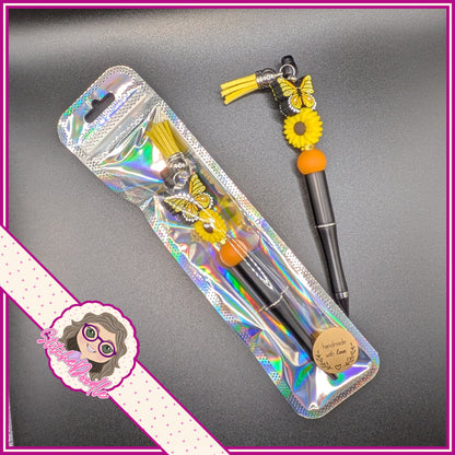 Butterfly Wings - Yellow - Handmade Beaded Pen with Tassel - Ideal Gift