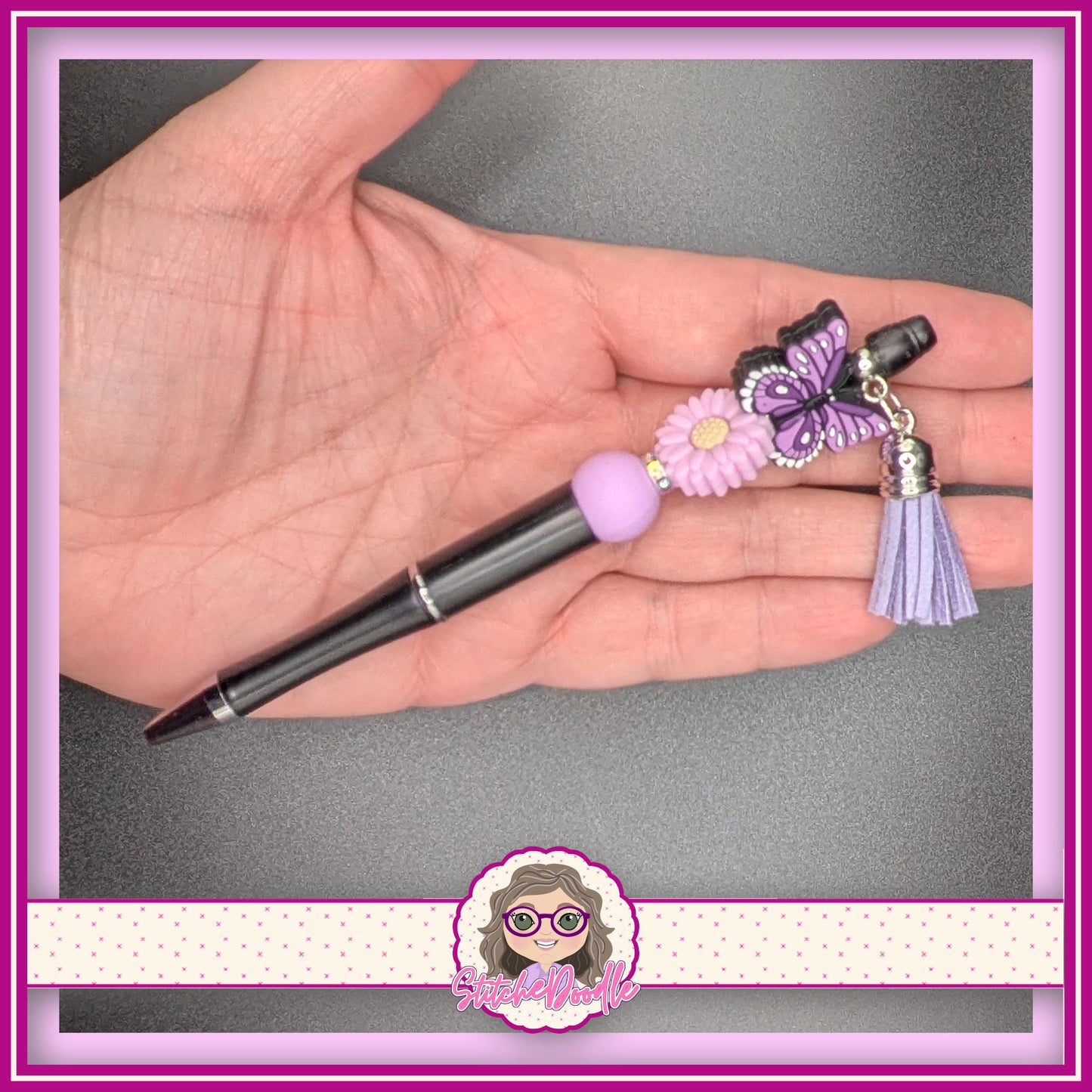 Butterfly Wings - Purple - Handmade Beaded Pen with Tassel - Ideal Gift