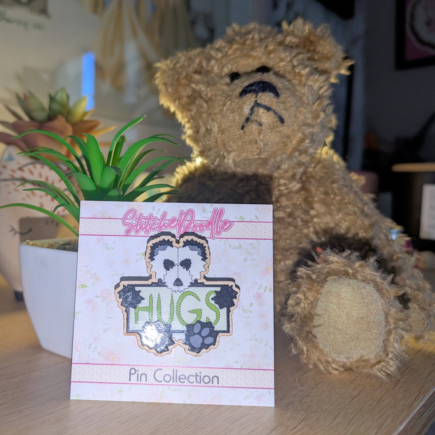 BOGOF Bear Hug Collectible Wooden Pins - Brown bear & Panda Bear