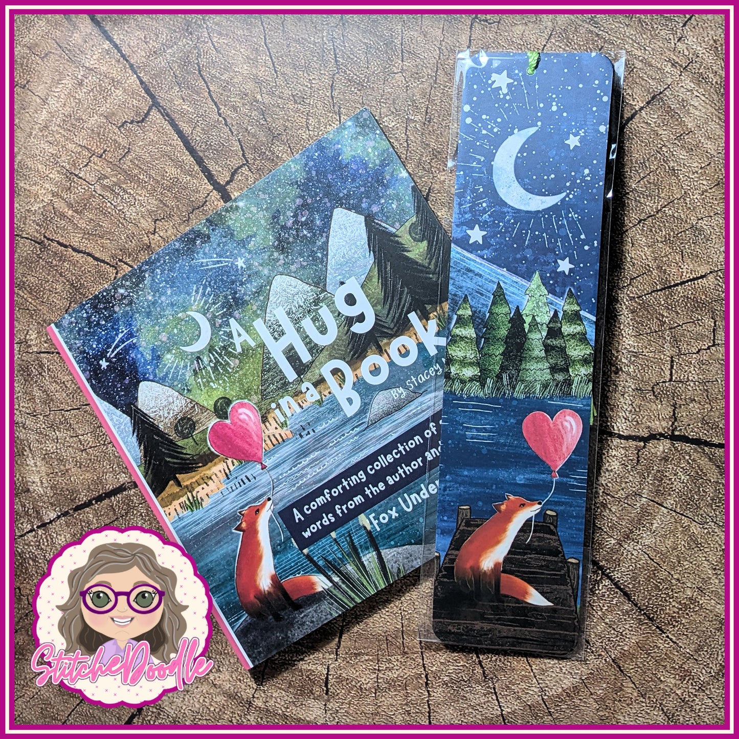 Bookmark with Tassel from  Fox Under The Moon.  Serene fox by moonlight