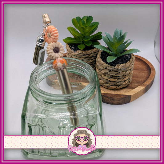 Autumn Days Flower Handmade Beaded Pen with Tassel