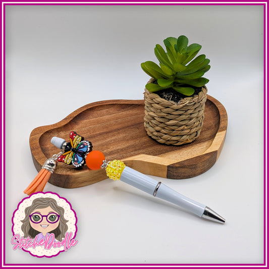 Butterfly Wings - Rainbow - Handmade Beaded Pen with Tassel - Ideal Gift